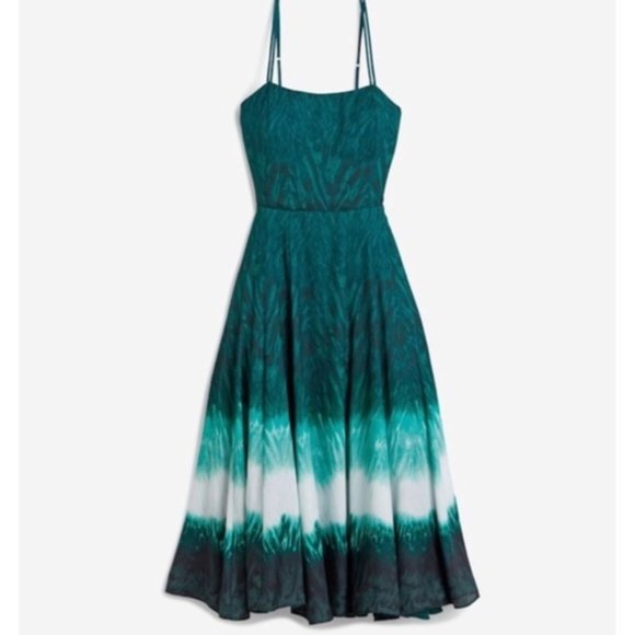 White House Black Market Dresses & Skirts - WHBM Teal/White Tie Dye Ombre Dress